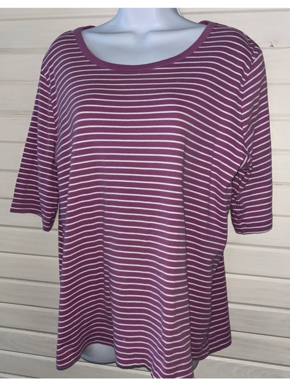 Duluth Trading Co Sz LARGE Longtail Tee Elbow Sleeve 100% Cotton Purple *READ*